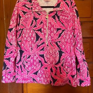 Lilly Pulitzer Skipper Popover Jacket in Pink Pineapple All Over LARGE EUC